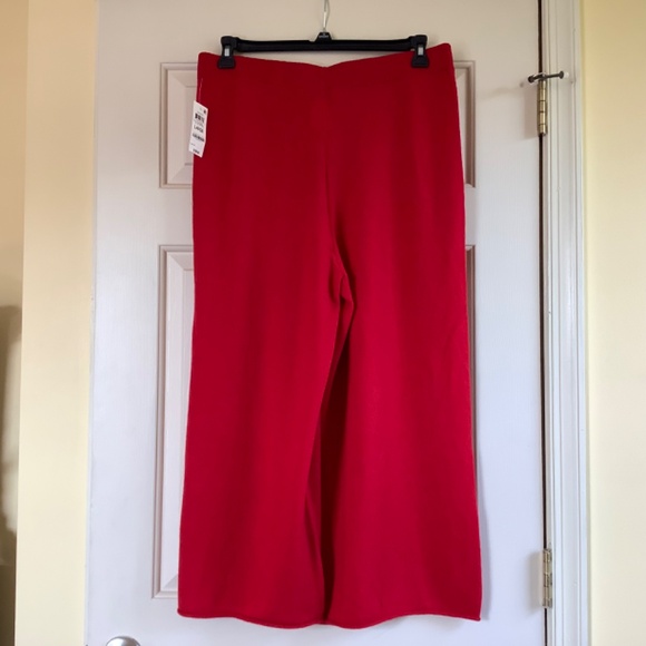 Charter Club Cashmere Ankle Pants Wide Leg High Rise Calypso Red Size Large - Picture 3 of 13
